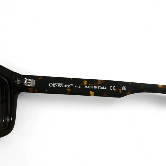 Off-White Tortoiseshell Rectangular Sunglasses - Brown/Amber - Picture 6 of 8